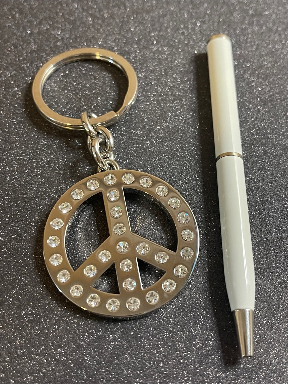 Coach rhinestone Peace Sign Keychain - Silver and Coach Pen